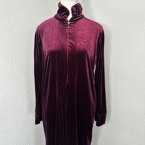 Lauren Ralph Lauren Zip Purple Velvet Robe Pockets black label women's small